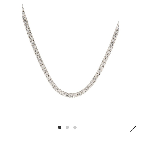 KATE ROUND CUT LAB WHITE SAPPHIRE SILVER RIVIÈRE TENNIS NECKLACE - Picture 6 of 15